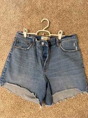 Abercrombie & Fitch The Dad Short High Rise Jeans - Light Blue Wash, 32/14